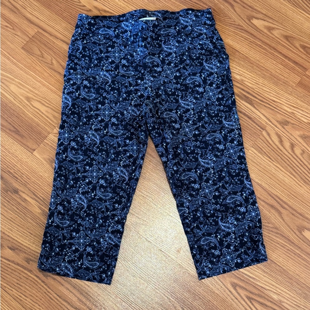 Briggs New York Women's Blue Patterned Capris